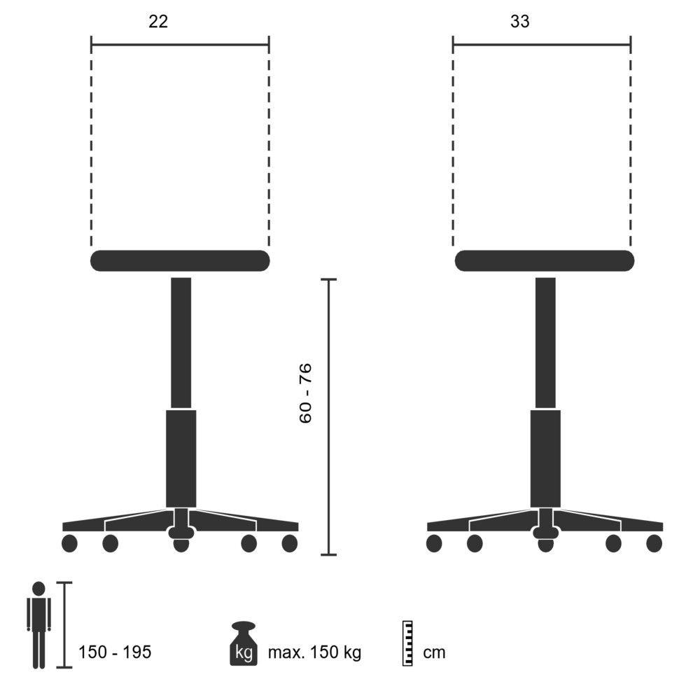 Productafbeelding nr. 5: Stahulp / werkstoel hjh OFFICE TOP WORK 34 PU schuim, metalen frame, zwart