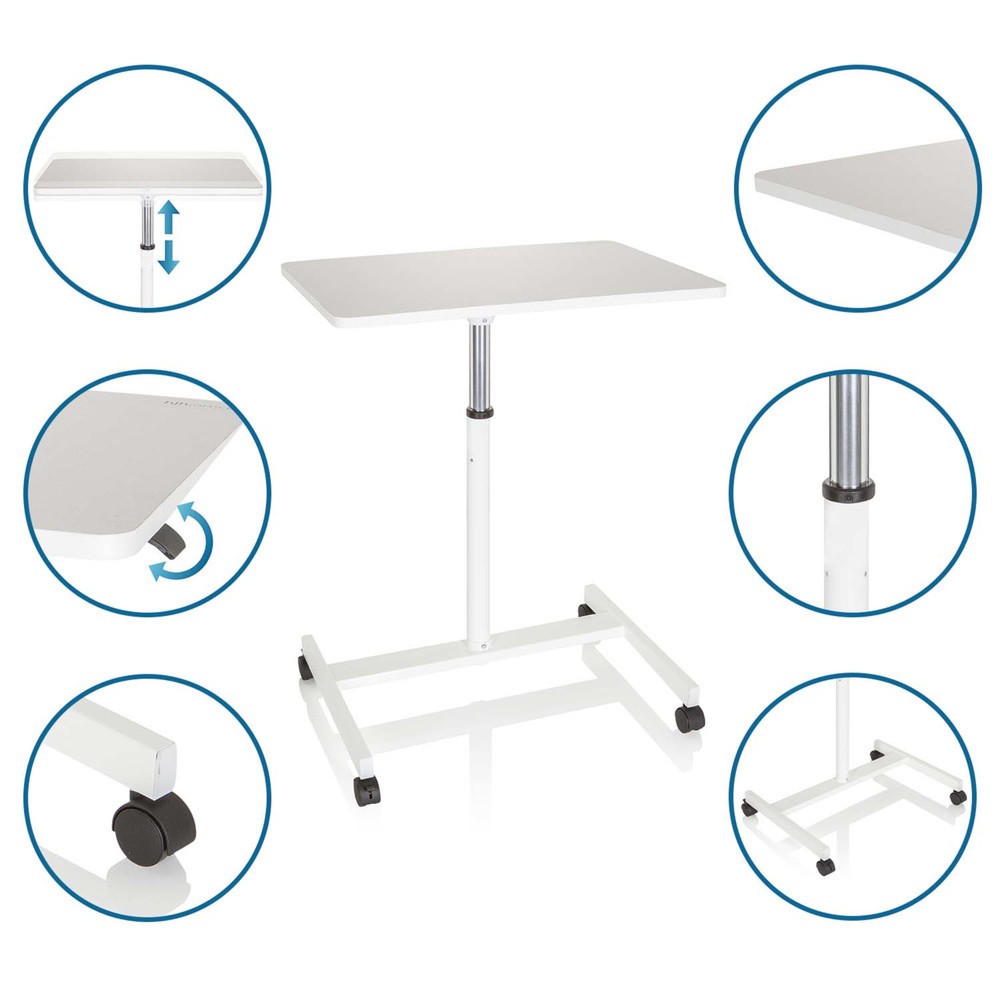 Productafbeelding nr. 3: Statafel / laptopstandaard OFFICE STAND VM-SU met gasdrukveer & wielen, wit