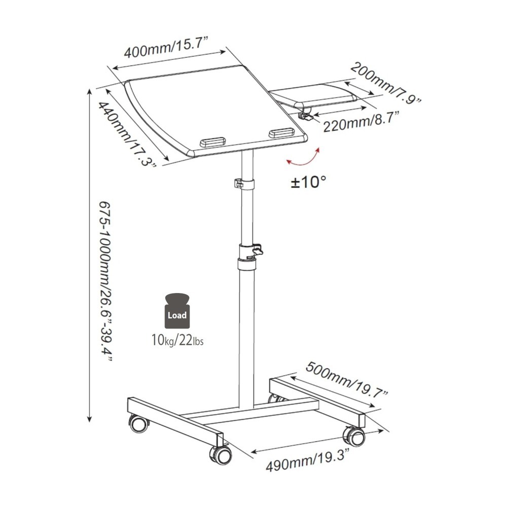 Productafbeelding nr. 7: Statafel / laptopstandaard met wielen hjh OFFICE VM-SL, zwart