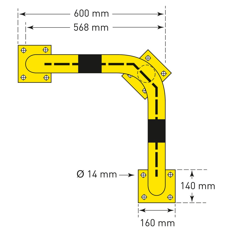 Productafbeelding nr. 4: Hoekbescherming met onderrijdbeveiliging, binnen, hxb 600 x 600 mm