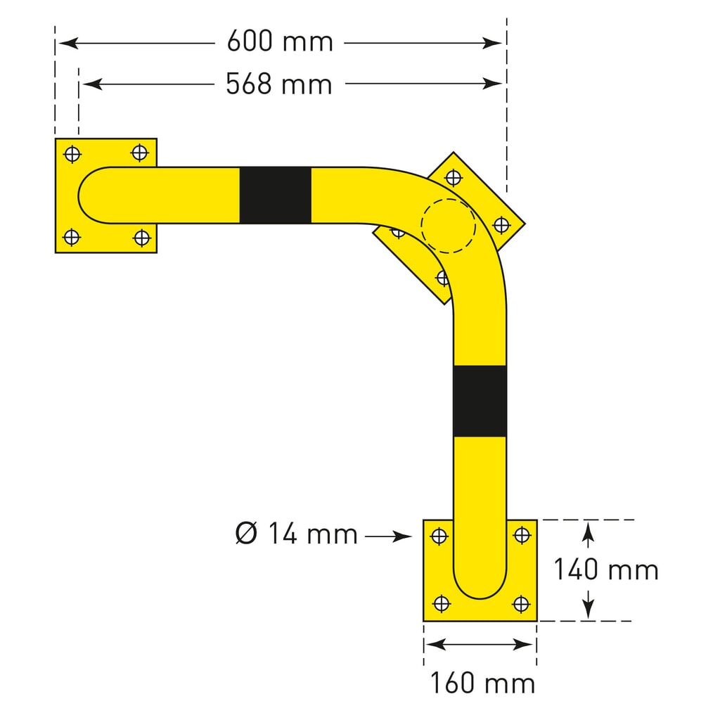 Hoekbeschermingsbeugel voor gebruik binnen en buiten, thermisch verzinkt, hoogte 350 mm Productafbeelding nr. 4: Hoekbeschermingsbeugel voor gebruik binnen en buiten, thermisch verzinkt, hoogte 350 mm