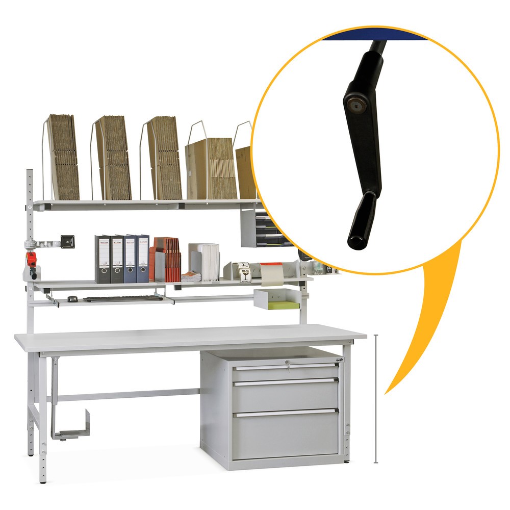 Productafbeelding nr. 2: Hoogteverstelling via kruk, voor paktafel, verstelbereik 750-950 mm