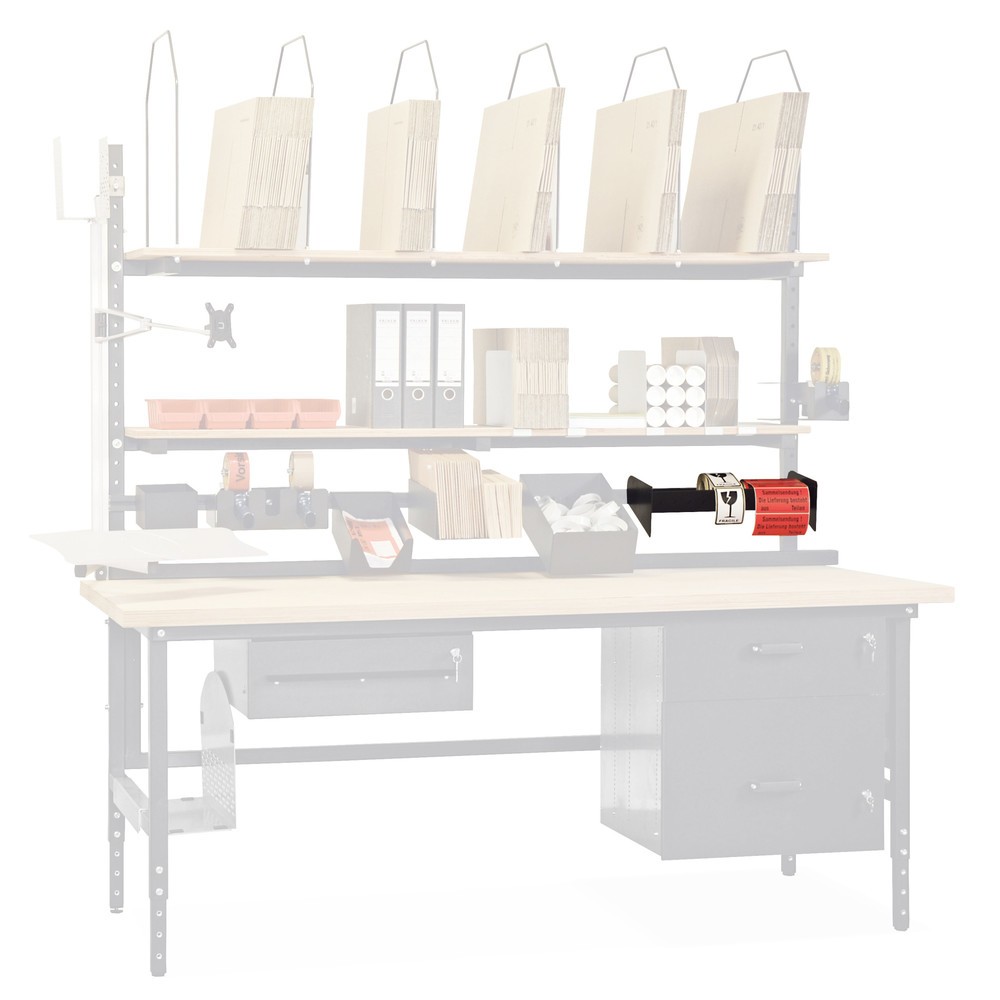 Product afbeelding: Houder voor etikettenrollen (800 mm) voor paktafel, lichtgrijs