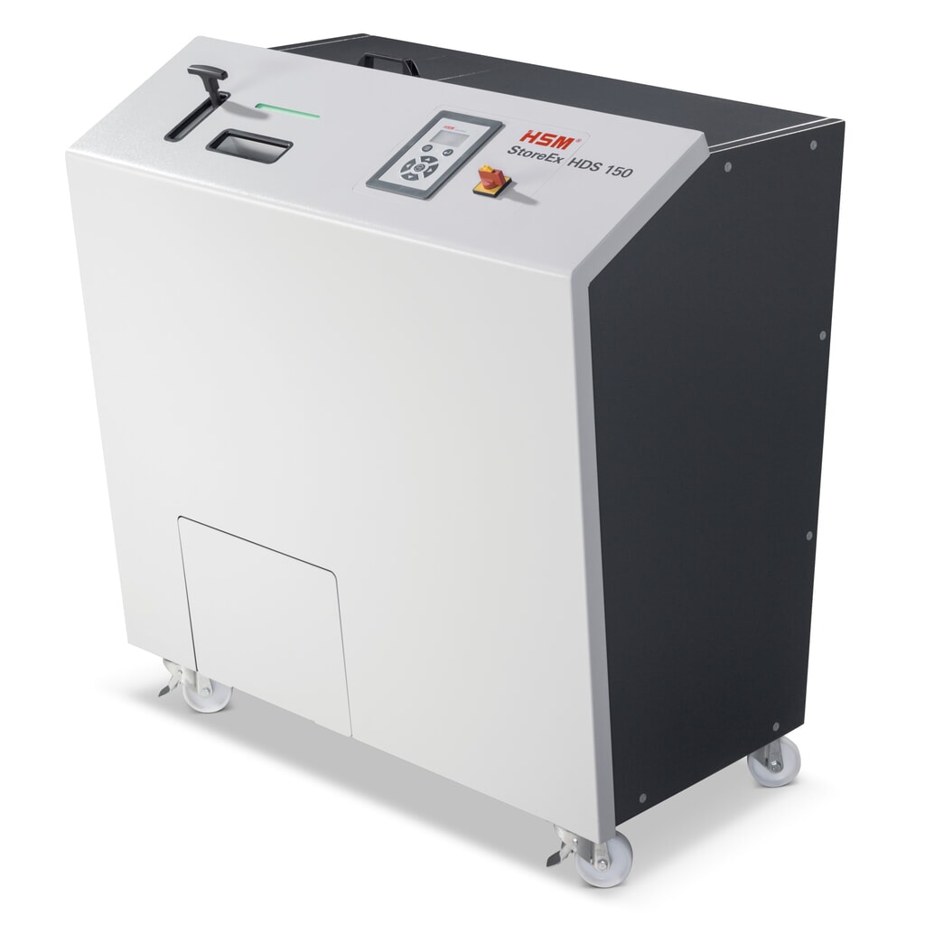 HSM mediashredder StoreEx HDS 150, snijdt stroken van 40 mm Product afbeelding: HSM mediashredder StoreEx HDS 150, snijdt stroken van 40 mm