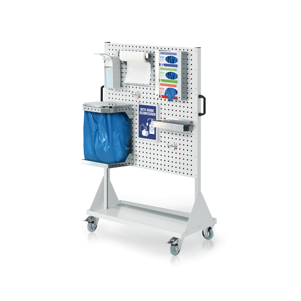 Hygiënestation Kappes RasterPlan®, mobiele scheidingswand, 3 geperforeerde platen, hxbxd 1.580 x 1.000 x 500 mm, model 1 Product afbeelding: Hygiënestation Kappes RasterPlan®, mobiele scheidingswand, 3 geperforeerde platen, hxbxd 1.580 x 1.000 x 500 mm, model 1