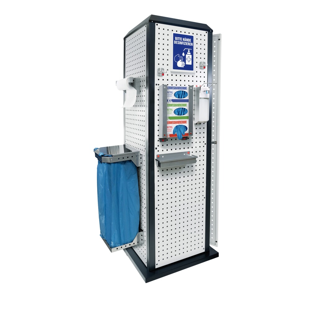 Hygiënestation Kappes RasterPlan®, stationair, met deur en één legbord, hxbxd 2.015 x 700 x 700 mm, model 1 Product afbeelding: Hygiënestation Kappes RasterPlan®, stationair, met deur en één legbord, hxbxd 2.015 x 700 x 700 mm, model 1