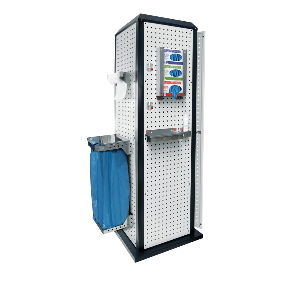 Hygiënestation Kappes RasterPlan®, stationair, met deur en één legbord, hxbxd 2.015 x 700 x 700 mm, model 2 Product afbeelding: Hygiënestation Kappes RasterPlan®, stationair, met deur en één legbord, hxbxd 2.015 x 700 x 700 mm, model 2
