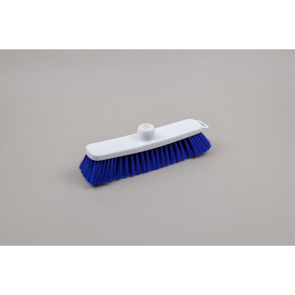 Hygiënische bezem, kunststof, Duitse draad, polyester borstelharen 0,25, zacht, 280 mm, blauw Product afbeelding: Hygiënische bezem, kunststof, Duitse draad, polyester borstelharen 0,25, zacht, 280 mm, blauw