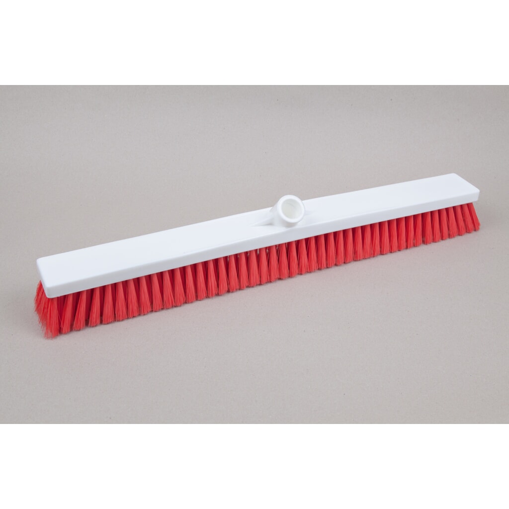 Hygiënische zaalbezem, kunststof, Duitse draad, polyester borstelharen 0,25, zacht, 600 mm, rood Product afbeelding: Hygiënische zaalbezem, kunststof, Duitse draad, polyester borstelharen 0,25, zacht, 600 mm, rood