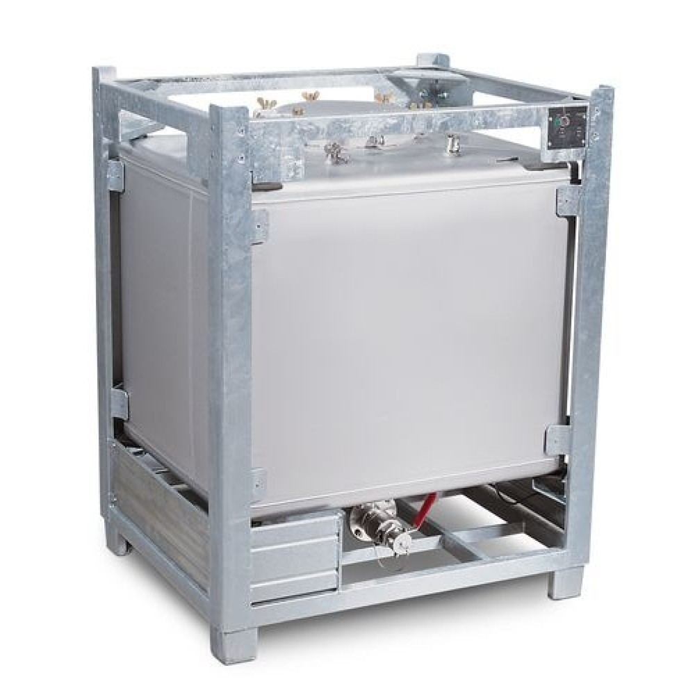 IBC van roestvrij staal, 1.000 liter, rechthoekig