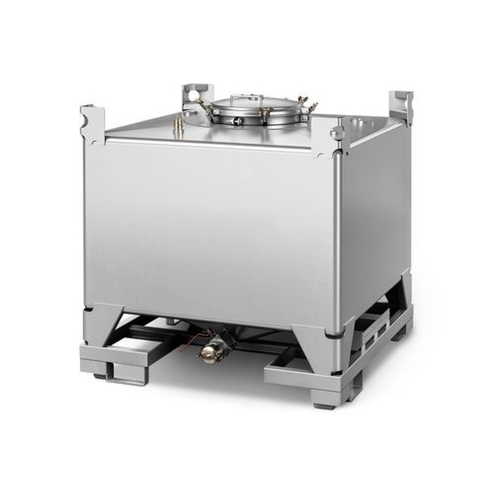 Product afbeelding: IBC Cube van roestvrij staal, 1.000 liter, rechthoekig, frameloze lichte constructie
