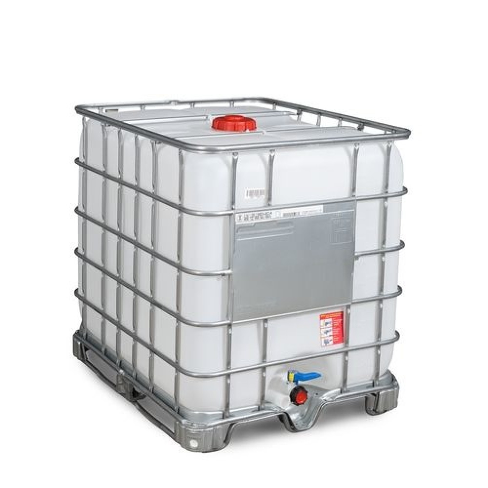 Product afbeelding: IBC Recobulk, uitvoering voor gevaarlijke stoffen, pallet met stalen sledes, 1.000 liter, opening NW150, uitloop NW50