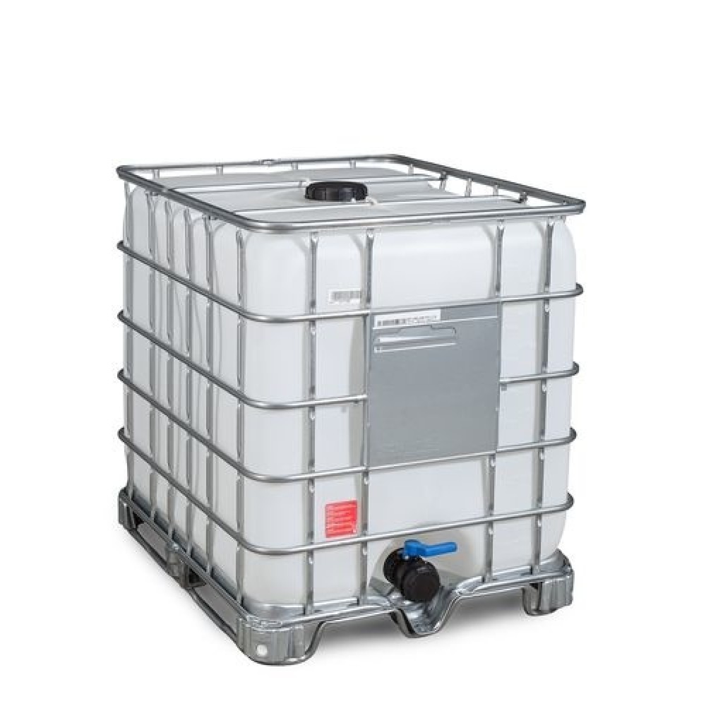 Product afbeelding: IBC, pallet met stalen sledes, 1.000 liter, opening NW150, uitloop NW80