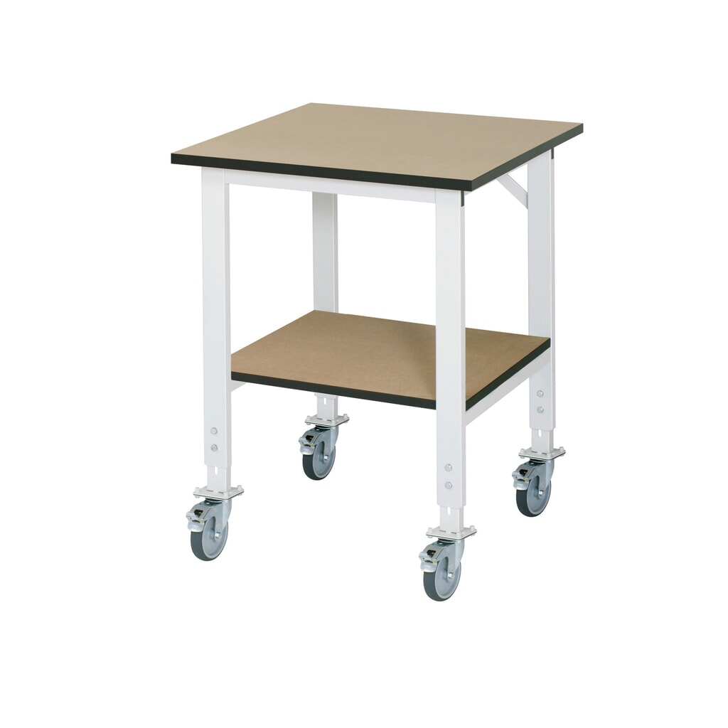 Product afbeelding: In hoogte verstelbare, mobiele werktafel RAU serie TOM, hxbxd 760-1.080 x 750 x 800 mm, mdf werkblad