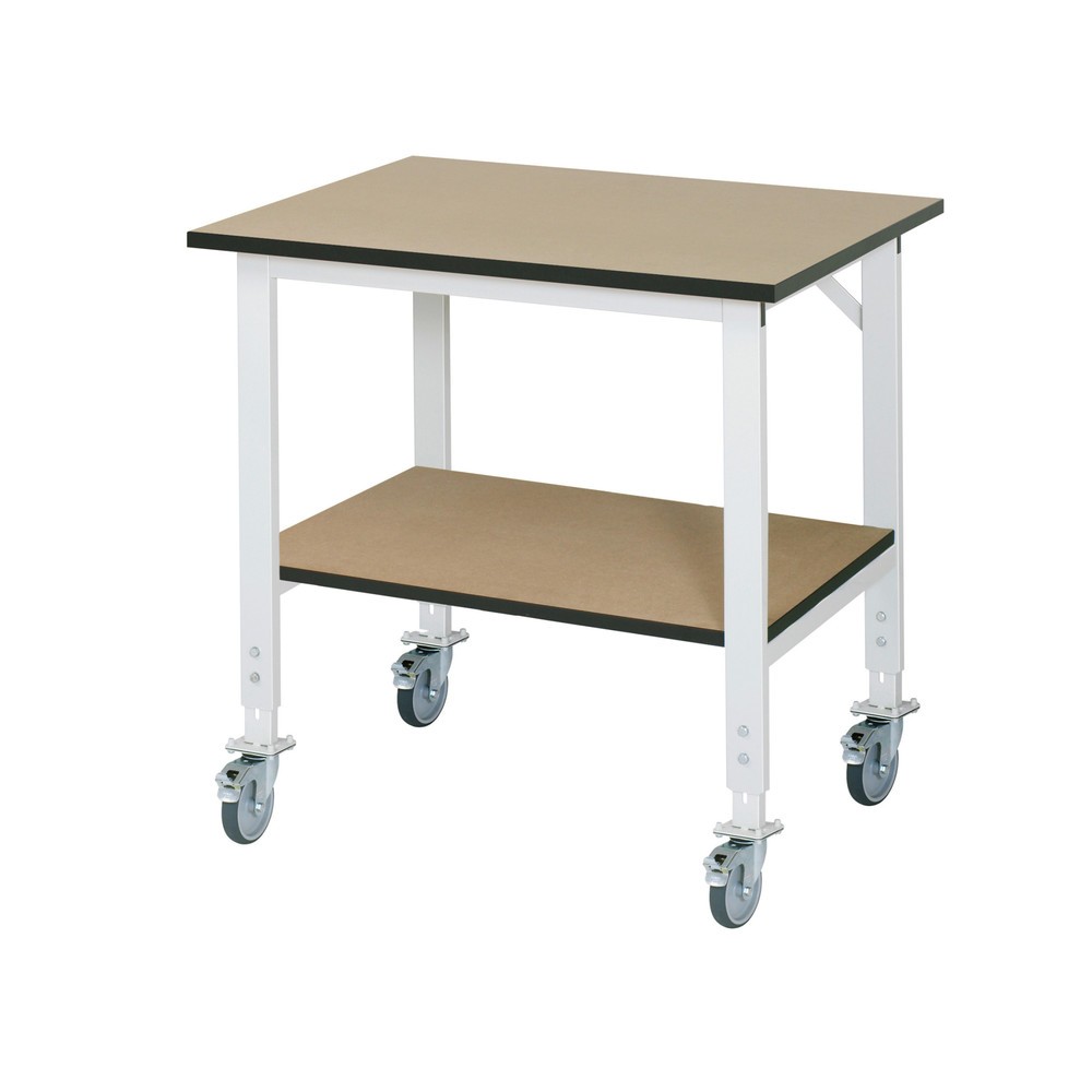 Product afbeelding: In hoogte verstelbare, mobiele werktafel RAU serie TOM, hxbxd 760-1.080 x 1.000 x 800 mm, mdf werkblad