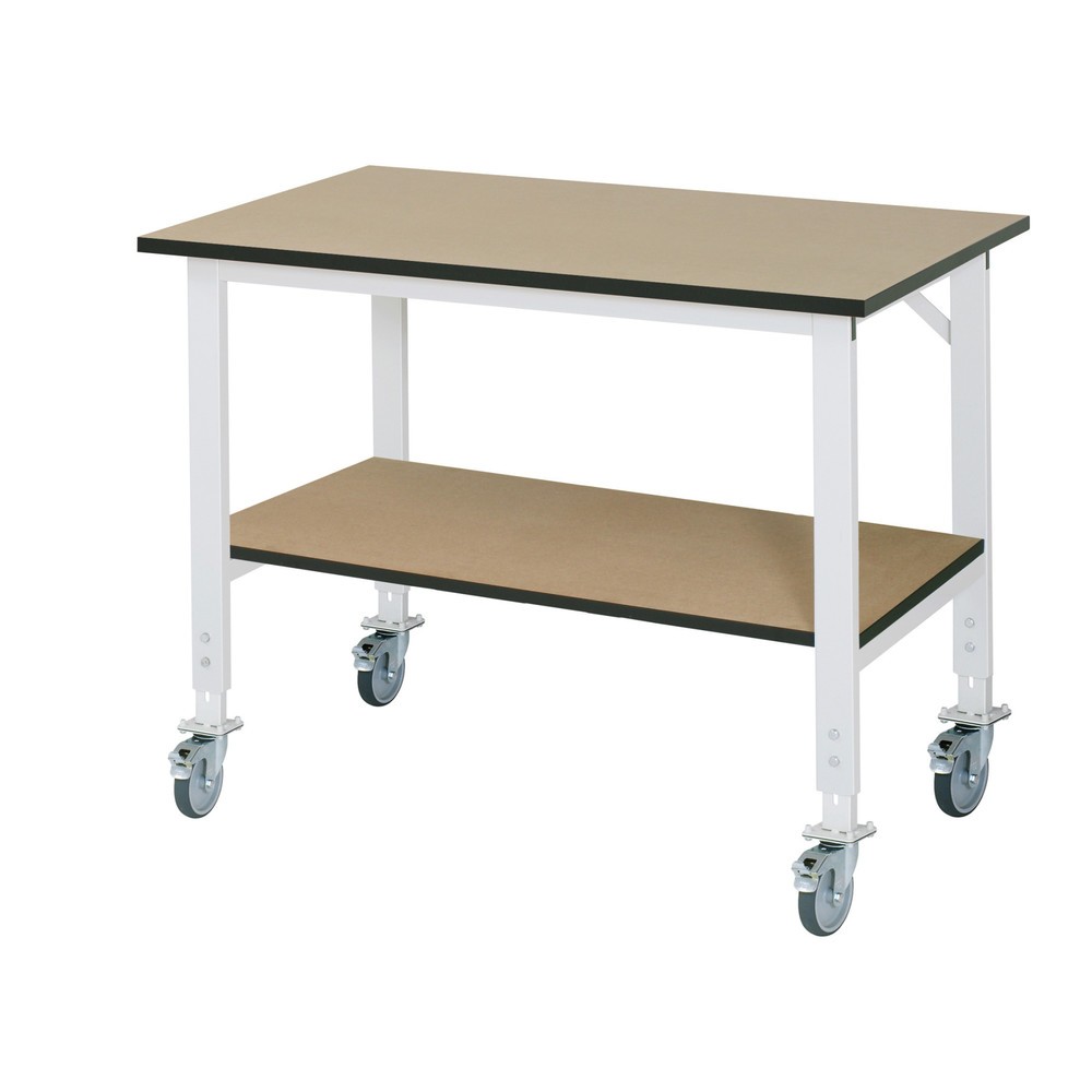 Product afbeelding: In hoogte verstelbare, mobiele werktafel RAU serie TOM, hxbxd 760-1.080 x 1.250 x 800 mm, mdf werkblad