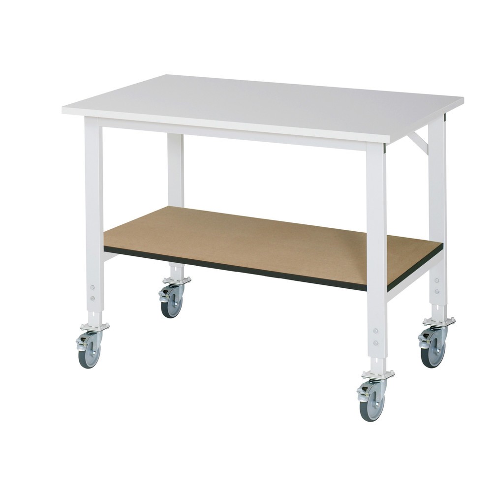 Product afbeelding: In hoogte verstelbare, mobiele werktafel RAU serie TOM, hxbxd 760-1.080 x 1.250 x 800 mm, werkblad met melaminelaag