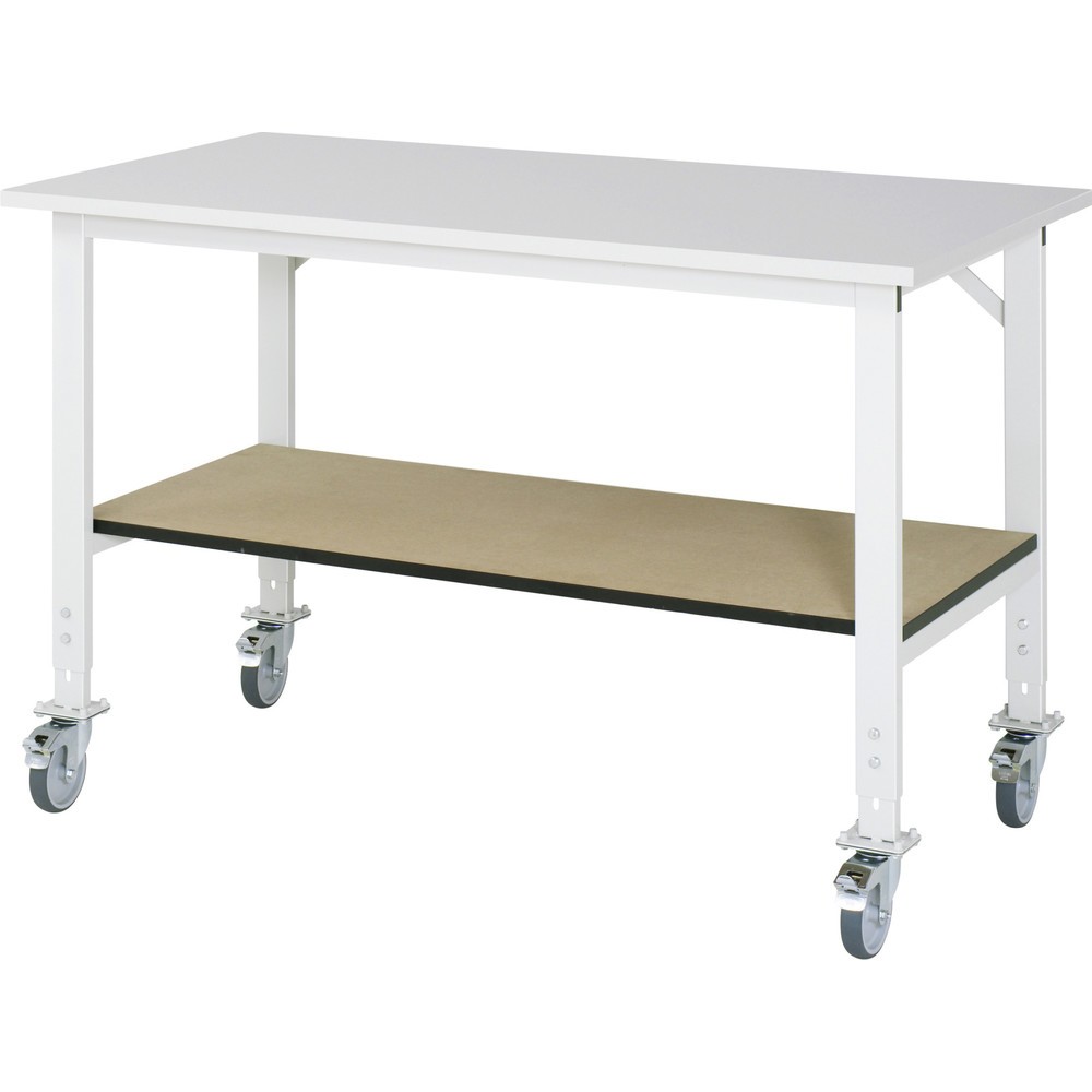 Productafbeelding nr. 1: In hoogte verstelbare, mobiele werktafel RAU serie TOM, hxbxd 760-1.080 x 1.500 x 800 mm, werkblad met melaminelaag