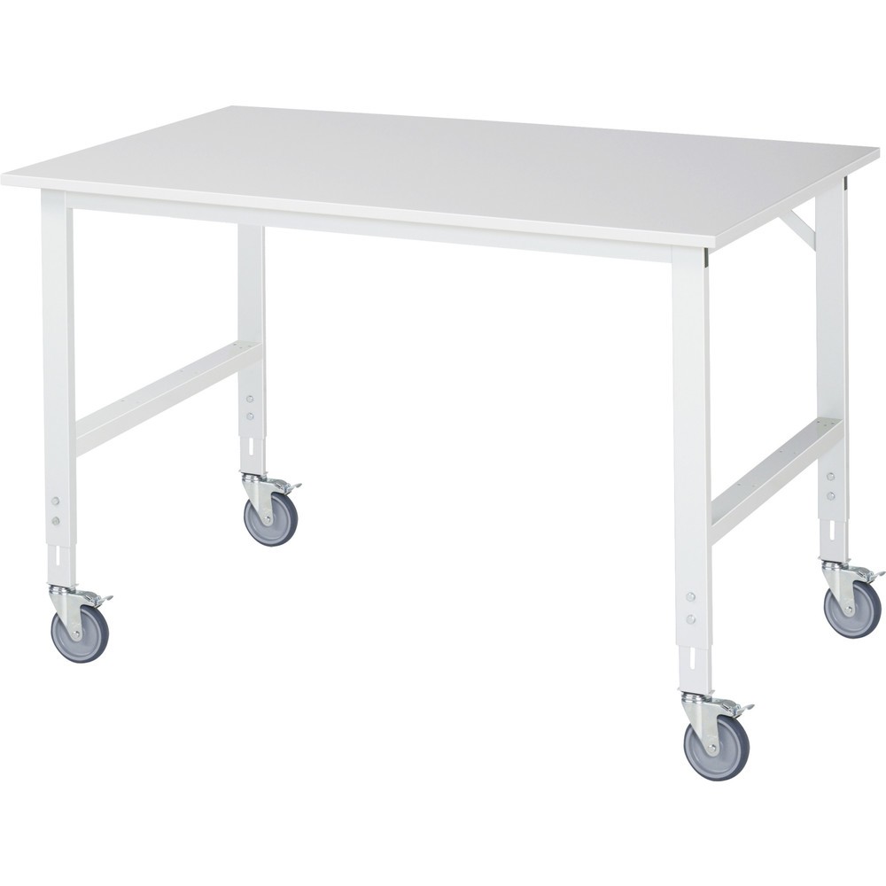 Product afbeelding: In hoogte verstelbare, mobiele werktafel RAU serie TOM, hoogte 910-1.230 mm, bxd 1.500 x 1.000 mm, werkblad met melaminelaag