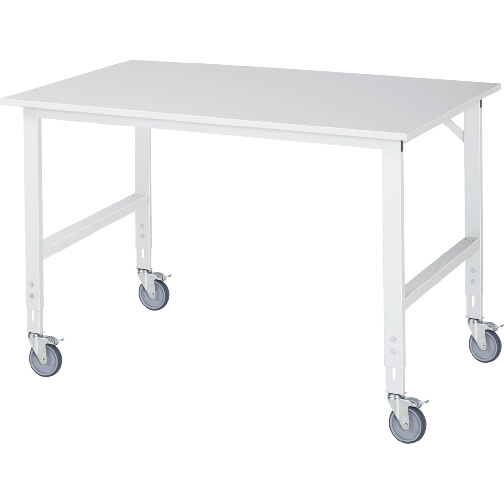 Product afbeelding: In hoogte verstelbare, mobiele werktafel RAU serie TOM, hoogte 910-1.230 mm, bxd 1.500 x 1.000 mm, werkblad met melaminelaag