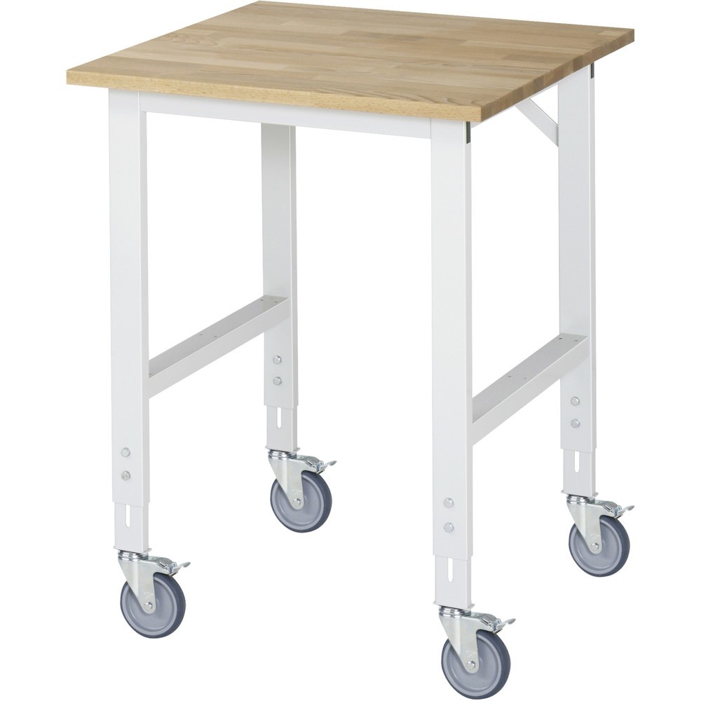 Product afbeelding: In hoogte verstelbare, mobiele werktafel RAU serie TOM, hoogte 910-1.230 mm, bxd 750 x 800 mm, massief beuken werkblad