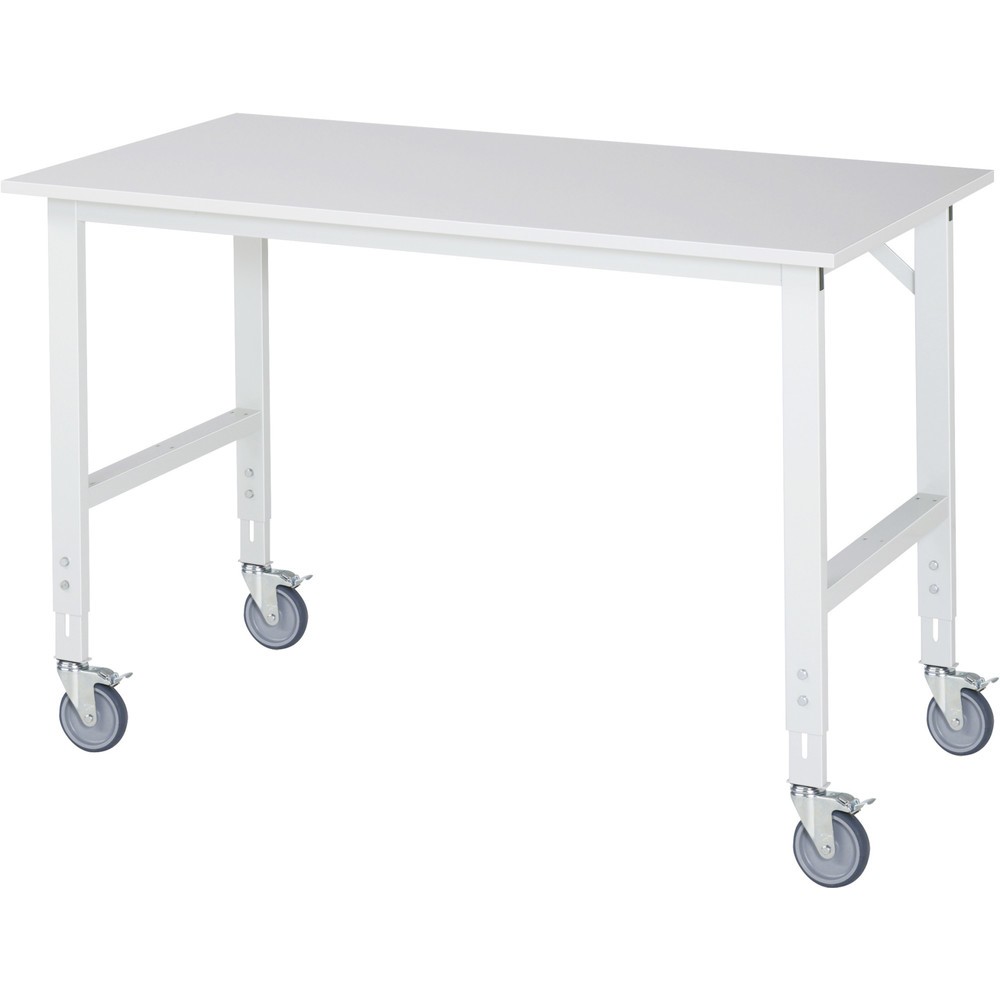 Product afbeelding: In hoogte verstelbare, mobiele werktafel RAU serie TOM, hoogte 910-1.230 mm, bxd 1.500 x 800 mm, werkblad met melaminelaag