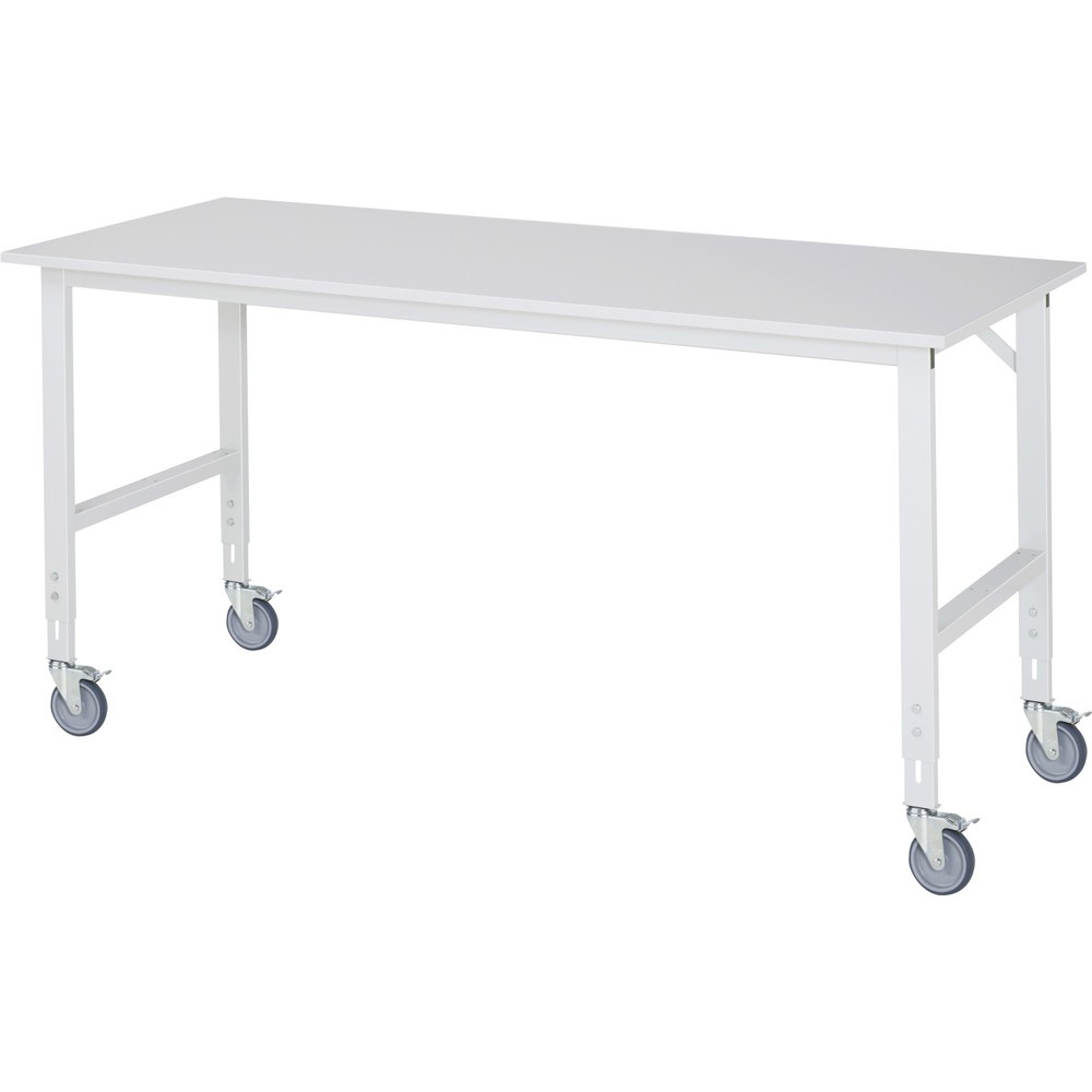 Product afbeelding: In hoogte verstelbare, mobiele werktafel RAU serie TOM, hoogte 910-1.230 mm, bxd 2.500 x 800 mm, werkblad met melaminelaag