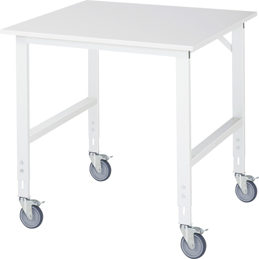 Product afbeelding: In hoogte verstelbare, mobiele werktafel RAU serie TOM, hoogte 910-1.230 mm, bxd 1.000 x 1.000 mm, werkblad met melaminelaag