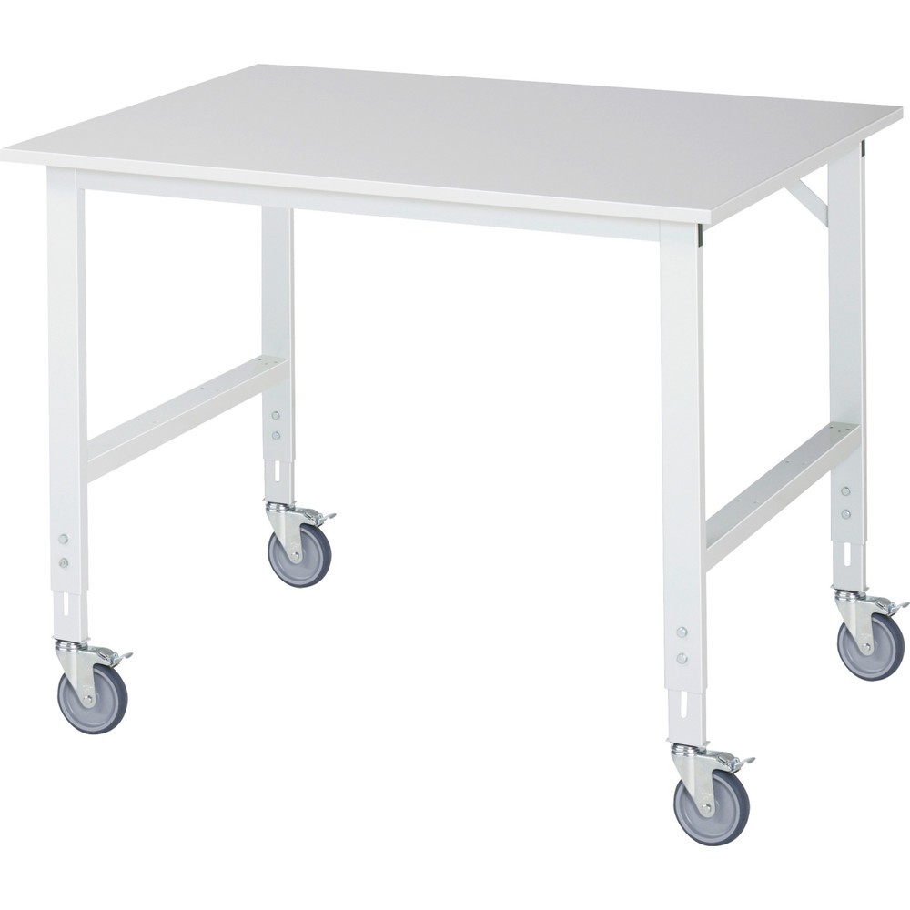 Product afbeelding: In hoogte verstelbare, mobiele werktafel RAU serie TOM, hoogte 910-1.230 mm, bxd 1.250 x 1.000 mm, werkblad met melaminelaag