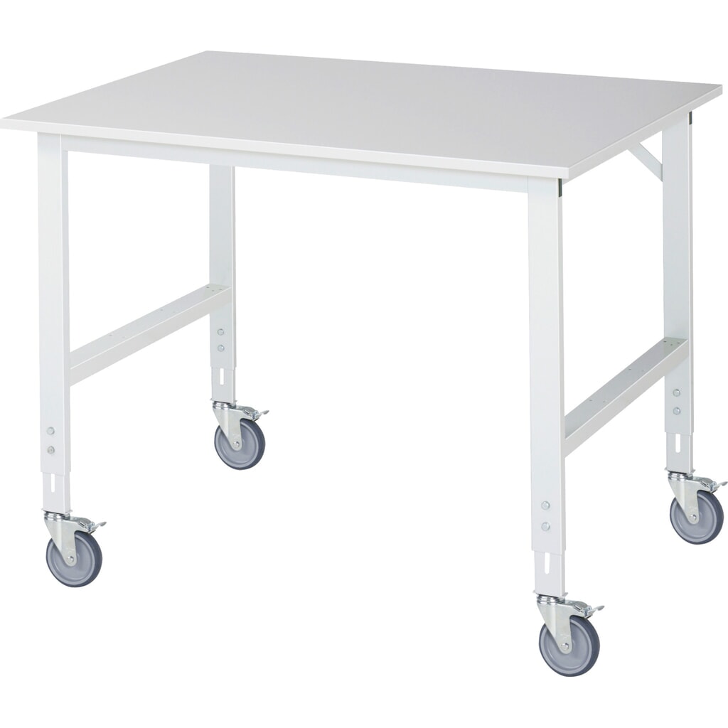 Product afbeelding: In hoogte verstelbare, mobiele werktafel RAU serie TOM, hoogte 910-1.230 mm, bxd 1.250 x 1.000 mm, werkblad met melaminelaag