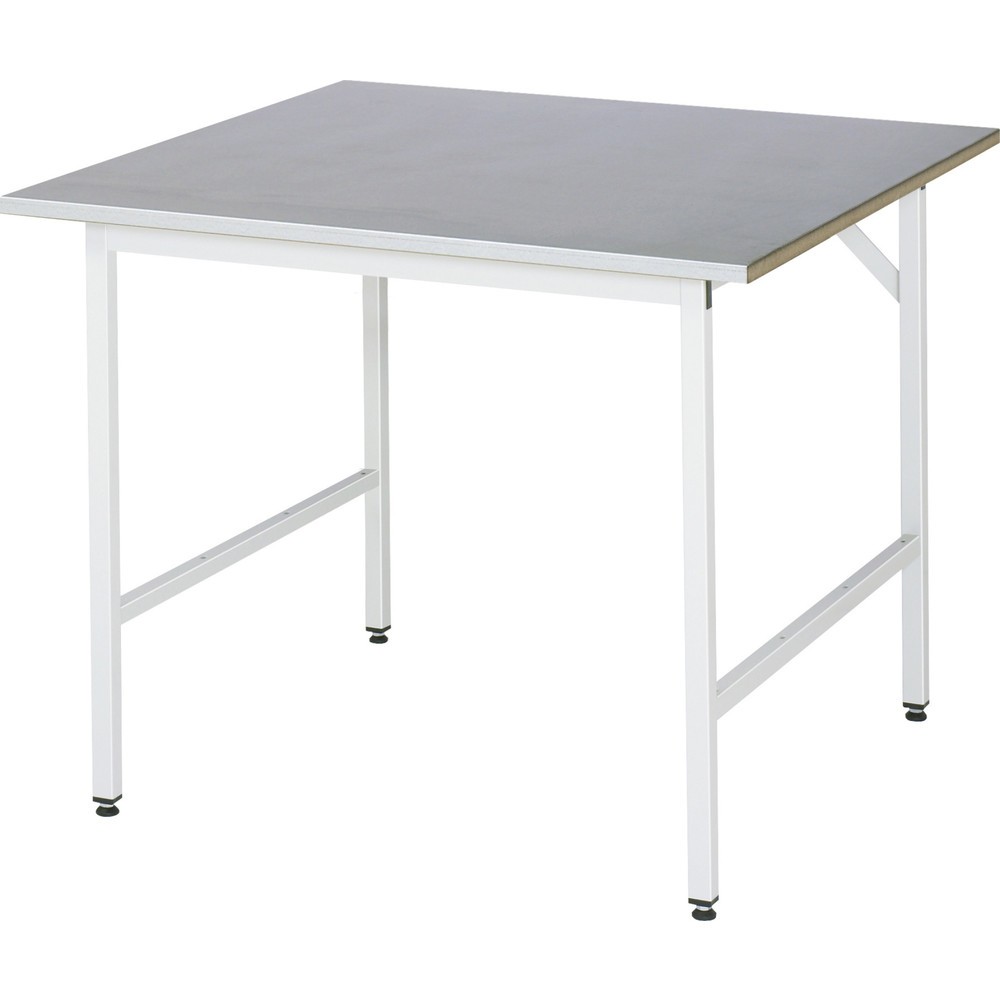 Productafbeelding nr. 1: In hoogte verstelbare werktafel RAU serie JERRY, hxbxd 800-850 x 1.000 x 1.000 mm, werkblad van roestvrijstalen plaat