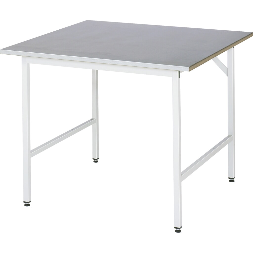 Product afbeelding: In hoogte verstelbare werktafel RAU serie JERRY, hxbxd 800-850 x 1.000 x 1.000 mm, werkblad van roestvrijstalen plaat