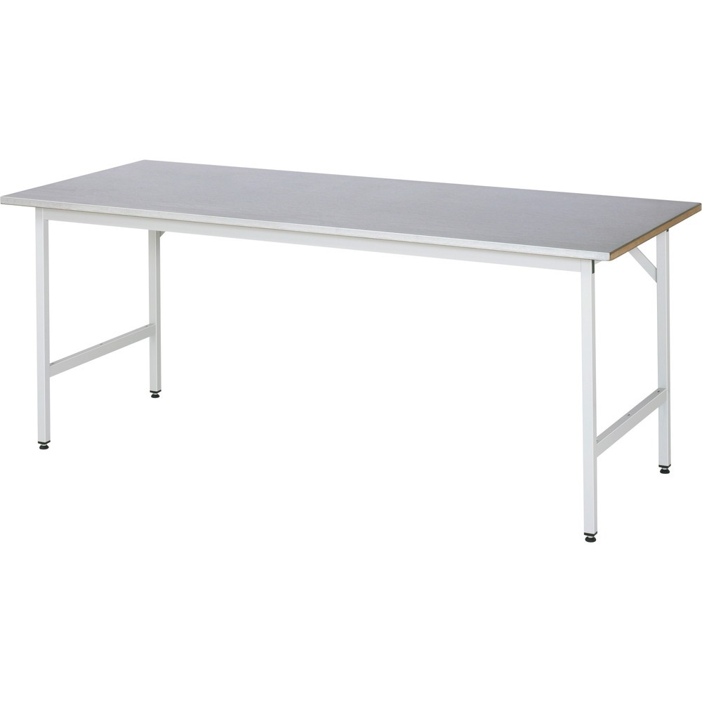 Productafbeelding nr. 1: In hoogte verstelbare werktafel RAU serie JERRY, hxbxd 800-850 x 2.500 x 800 mm, werkblad van roestvrijstalen plaat