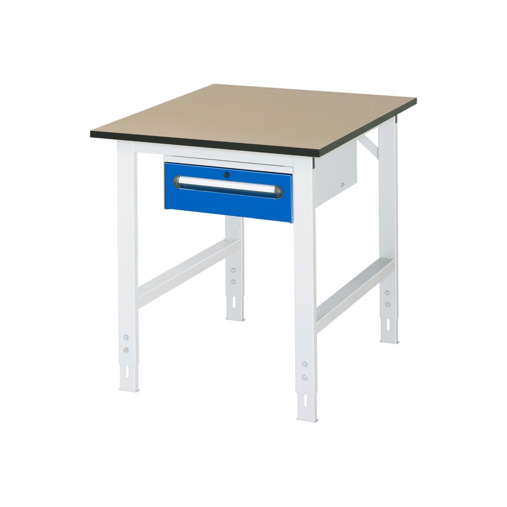 Product afbeelding: In hoogte verstelbare werktafel RAU serie TOM, hxbxd 760-1.080 x 750 x 1.000 mm, 1 lade, mdf werkblad