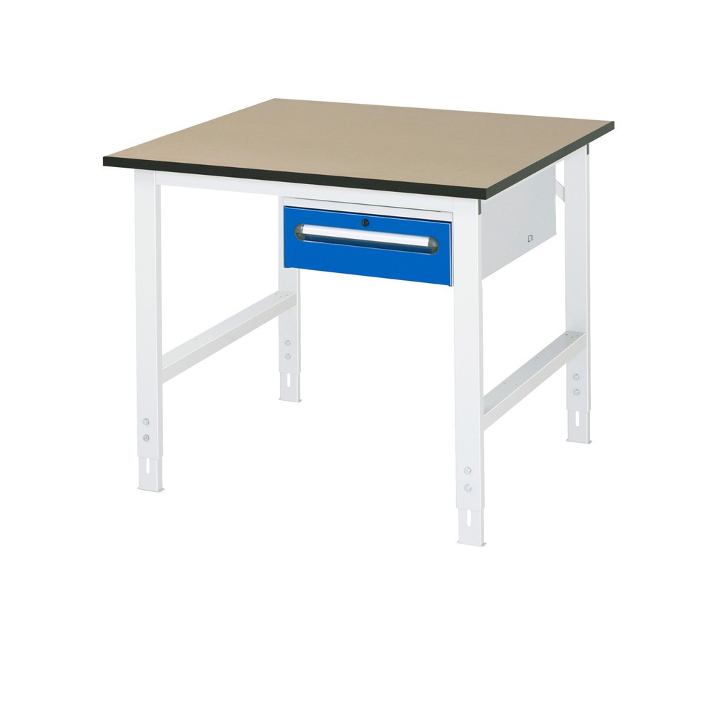 Product afbeelding: In hoogte verstelbare werktafel RAU serie TOM, hxbxd 760-1.080 x 1.000 x 1.000 mm, 1 lade, mdf werkblad