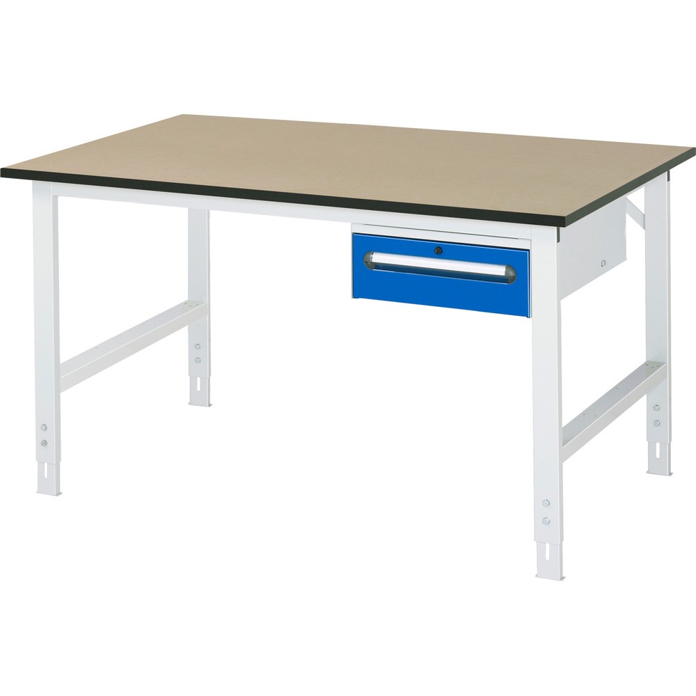 Product afbeelding: In hoogte verstelbare werktafel RAU serie TOM, hxbxd 760-1.080 x 1.500 x 1.000 mm, 1 lade, mdf werkblad