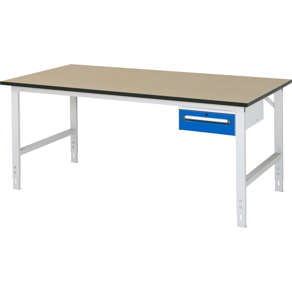 Product afbeelding: In hoogte verstelbare werktafel RAU serie TOM, hxbxd 760-1.080 x 2.500 x 1.000 mm, 1 lade, mdf werkblad