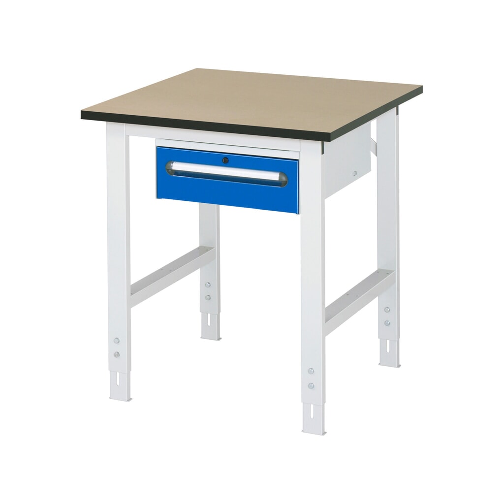 In hoogte verstelbare werktafel RAU serie TOM, hxbxd 760-1.080 x 750 x 800 mm, 1 lade, mdf werkblad Productafbeelding nr. 1: In hoogte verstelbare werktafel RAU serie TOM, hxbxd 760-1.080 x 750 x 800 mm, 1 lade, mdf werkblad