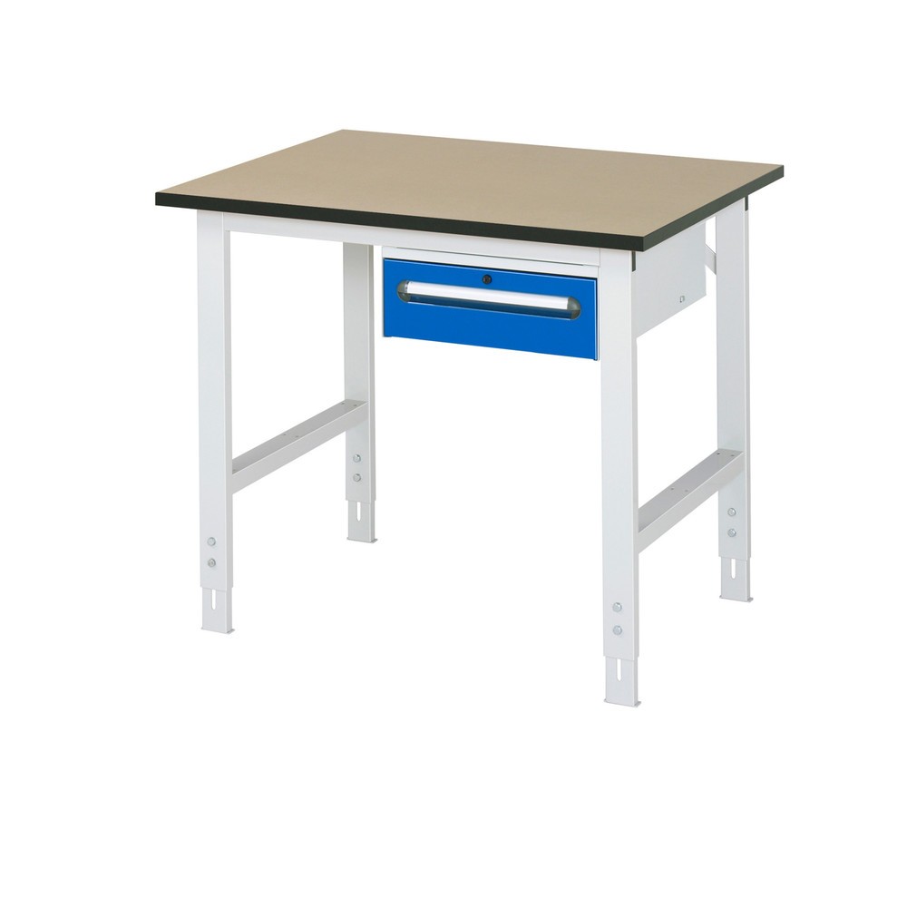 Product afbeelding: In hoogte verstelbare werktafel RAU serie TOM, hxbxd 760-1.080 x 1.000 x 800 mm, 1 lade, mdf werkblad