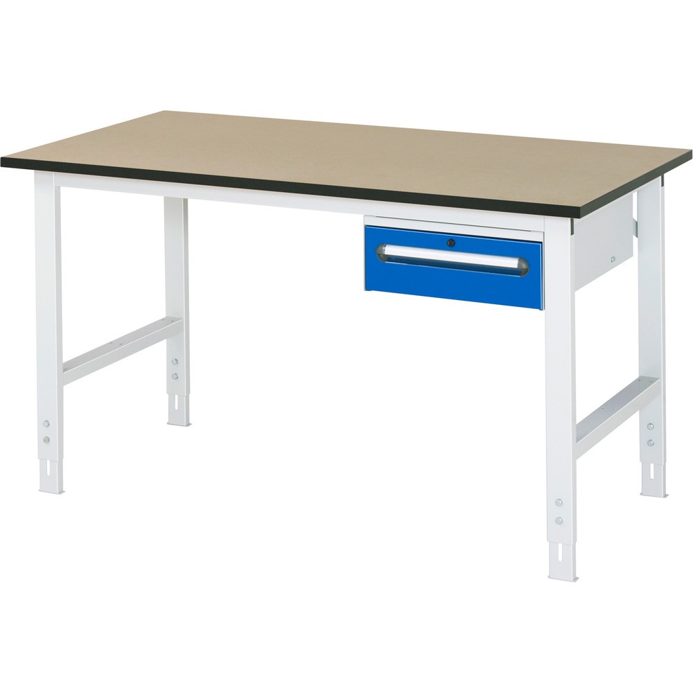 Product afbeelding: In hoogte verstelbare werktafel RAU serie TOM, hxbxd 760-1.080 x 1.500 x 800 mm, 1 lade, mdf werkblad