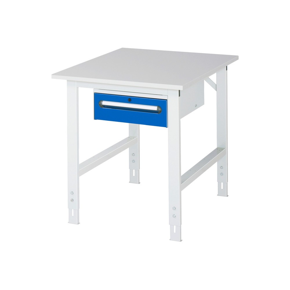 Product afbeelding: In hoogte verstelbare werktafel RAU serie TOM, hxbxd 760-1.080 x 750 x 1.000 mm, 1 lade, werkblad met melaminelaag