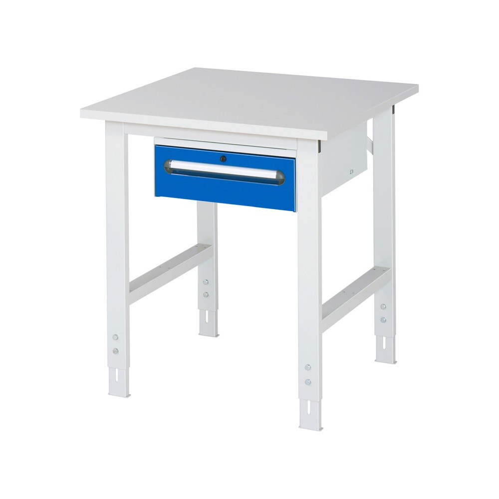 Product afbeelding: In hoogte verstelbare werktafel RAU serie TOM, hxbxd 760-1.080 x 750 x 800 mm, 1 lade, werkblad met melaminelaag