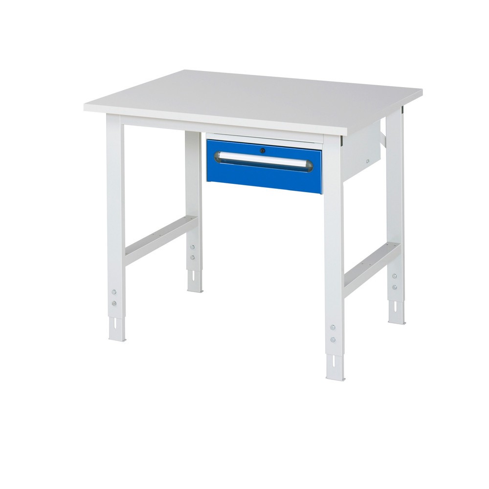 Product afbeelding: In hoogte verstelbare werktafel RAU serie TOM, hxbxd 760-1.080 x 1.000 x 800 mm, 1 lade, werkblad met melaminelaag