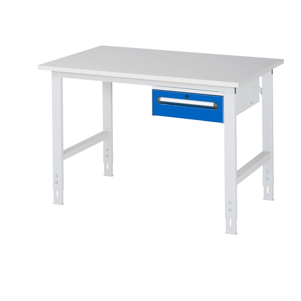 Product afbeelding: In hoogte verstelbare werktafel RAU serie TOM, hxbxd 760-1.080 x 1.250 x 800 mm, 1 lade, werkblad met melaminelaag
