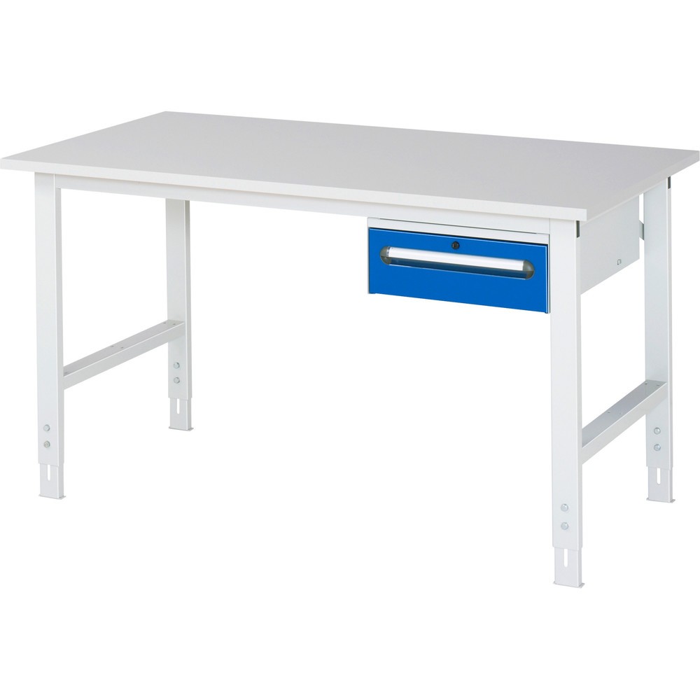 Product afbeelding: In hoogte verstelbare werktafel RAU serie TOM, hxbxd 760-1.080 x 1.500 x 800 mm, 1 lade, werkblad met melaminelaag