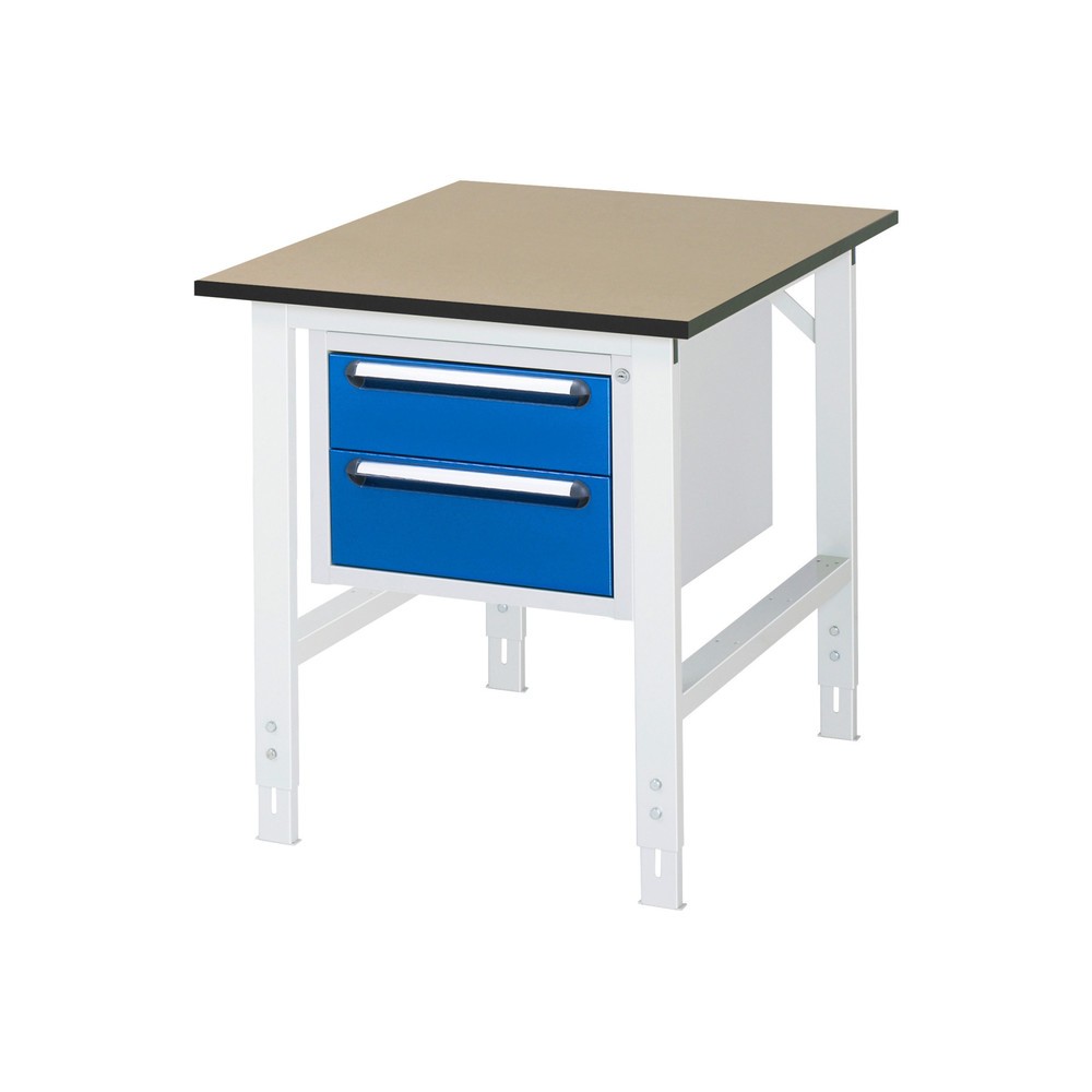 Product afbeelding: In hoogte verstelbare werktafel RAU serie TOM, hxbxd 760-1.080 x 750 x 1.000 mm, 2 lades, mdf werkblad