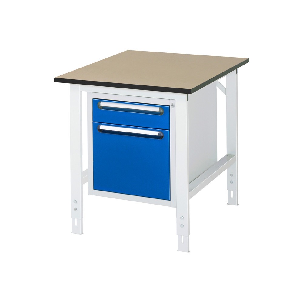 Product afbeelding: In hoogte verstelbare werktafel RAU serie TOM, hxbxd 760-1.080 x 750 x 1.000 mm, 2 lades, mdf werkblad