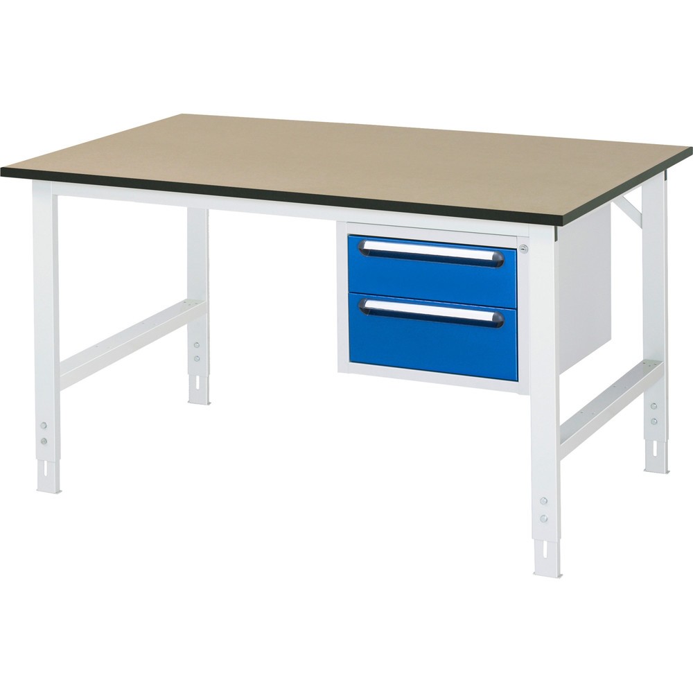 Product afbeelding: In hoogte verstelbare werktafel RAU serie TOM, hxbxd 760-1.080 x 1.500 x 1.000 mm, 2 lades, mdf werkblad