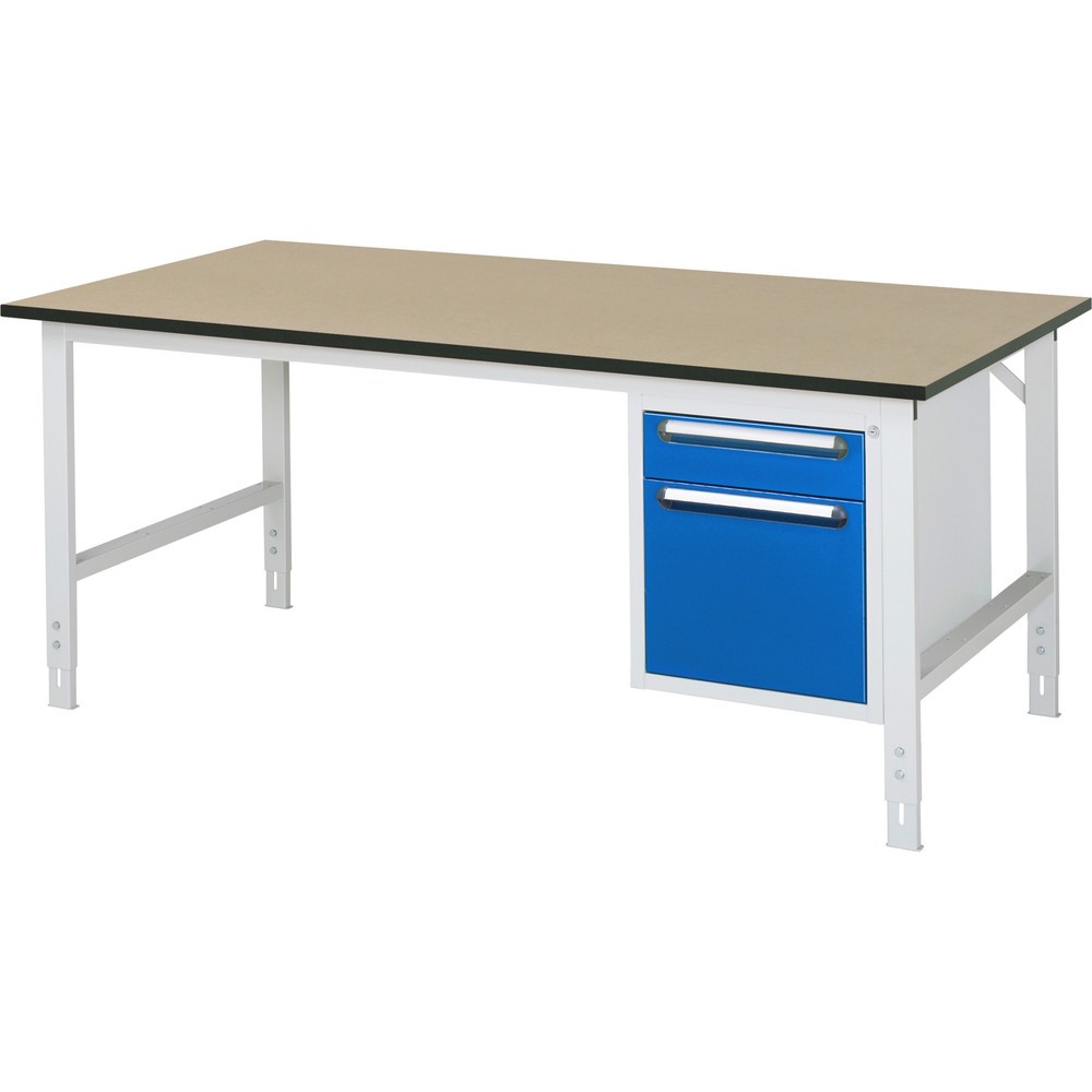 Product afbeelding: In hoogte verstelbare werktafel RAU serie TOM, hxbxd 760-1.080 x 2.500 x 1.000 mm, 2 lades, mdf werkblad