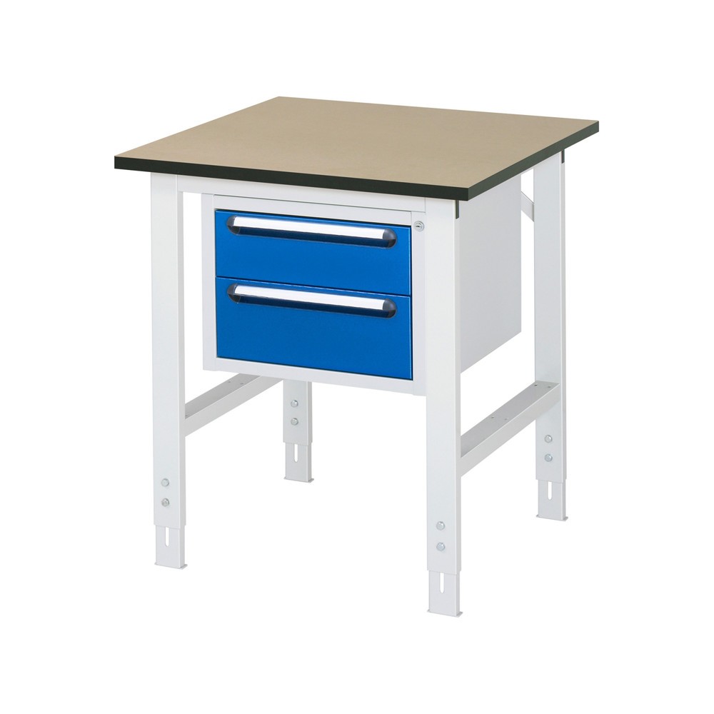 Product afbeelding: In hoogte verstelbare werktafel RAU serie TOM, hxbxd 760-1.080 x 750 x 800 mm, 2 lades, mdf werkblad